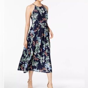 46) Women's Maison Jules Blue Floral Halter Dress Size 6 retails $89.00